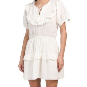 Anthropologie dRA Los Angeles White Ruffle Mini Dress | Size M | Coastal Cowgirl